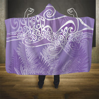 Aotearoa Maori Koru Curves Hooded Blanket Silver Ferns - Amethyst