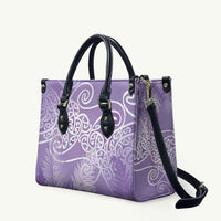 Aotearoa Maori Koru Curves Leather Bag Silver Ferns - Amethyst