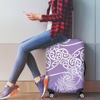 Aotearoa Maori Koru Curves Luggage Cover Silver Ferns - Amethyst