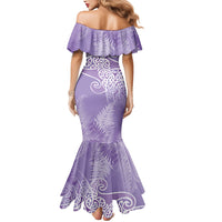 Aotearoa Maori Koru Curves Mermaid Dress Silver Ferns - Amethyst LT7 - Polynesian Pride