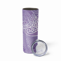 Aotearoa Maori Koru Curves Skinny Tumbler Silver Ferns - Amethyst