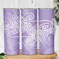 Aotearoa Maori Koru Curves Skinny Tumbler Silver Ferns - Amethyst
