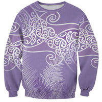Aotearoa Maori Koru Curves Sweatshirt Silver Ferns - Amethyst