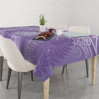 Aotearoa Maori Koru Curves Tablecloth Silver Ferns - Amethyst