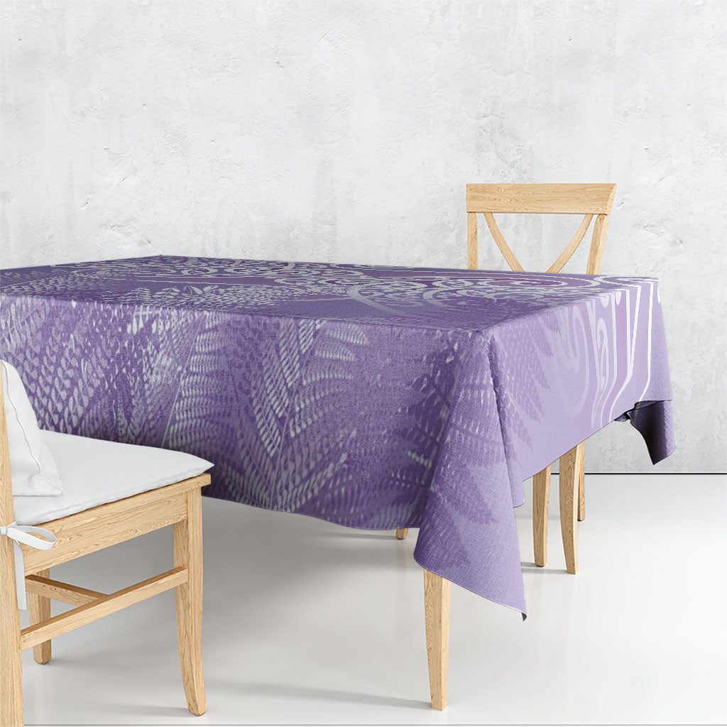 Aotearoa Maori Koru Curves Tablecloth Silver Ferns - Amethyst