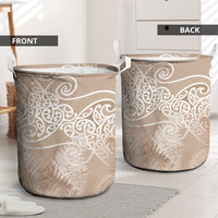 Aotearoa Maori Koru Curves Laundry Basket Silver Ferns - Mocha