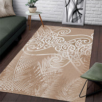 Aotearoa Maori Koru Curves Area Rug Silver Ferns - Mocha