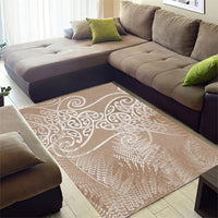 Aotearoa Maori Koru Curves Area Rug Silver Ferns - Mocha