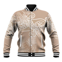 Aotearoa Maori Koru Curves Baseball Jacket Silver Ferns - Mocha