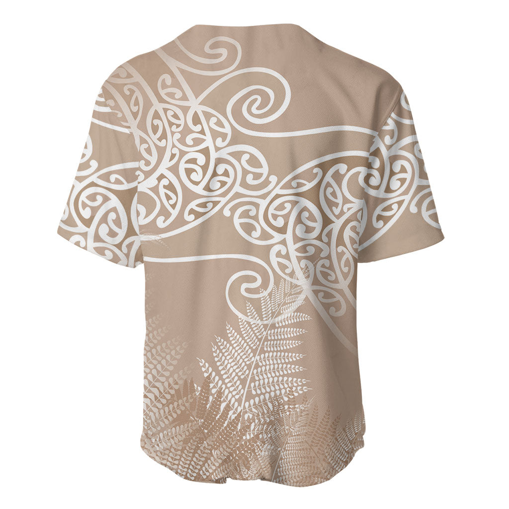 Aotearoa Maori Koru Curves Baseball Jersey Silver Ferns - Mocha