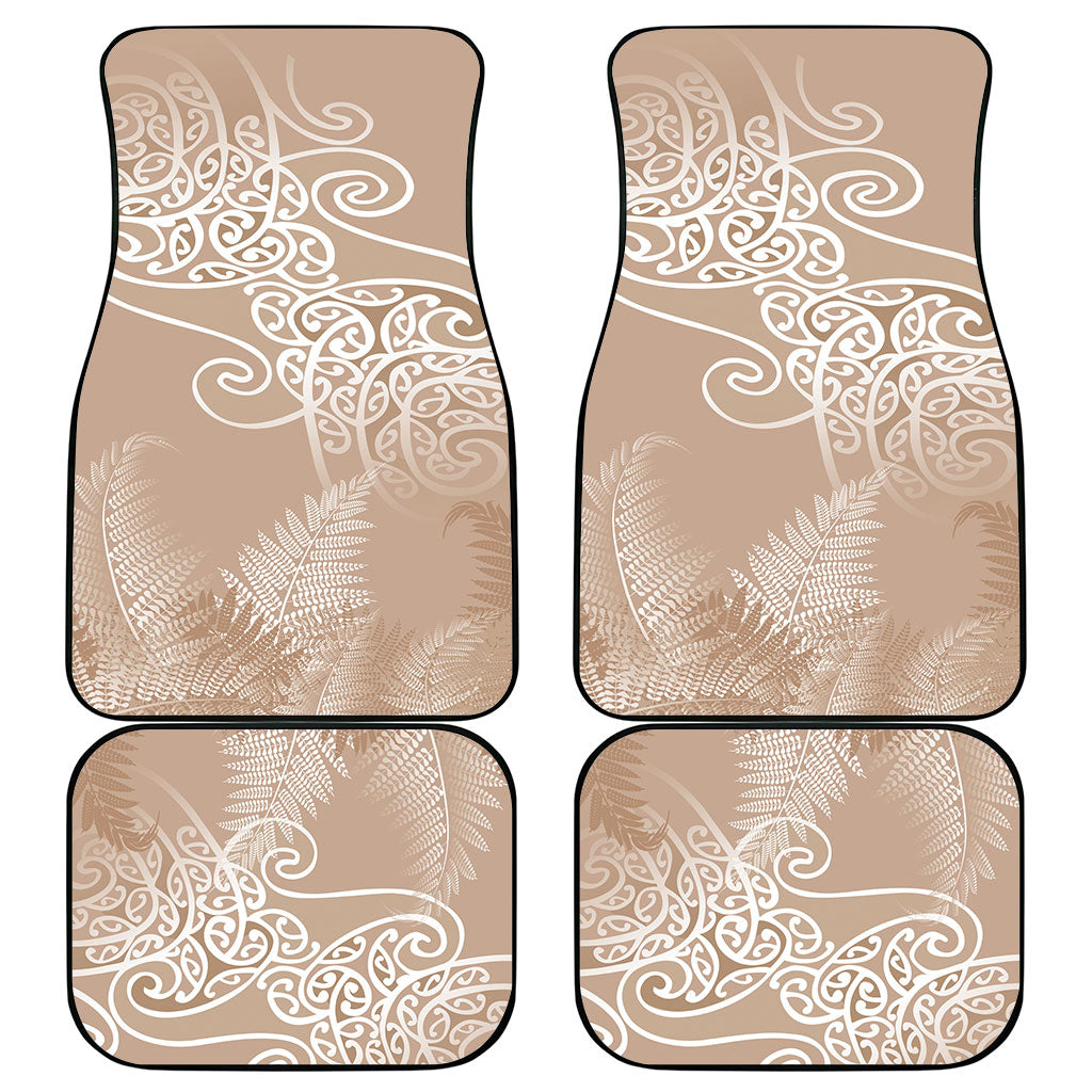 Aotearoa Maori Koru Curves Car Mats Silver Ferns - Mocha