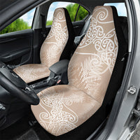 Aotearoa Maori Koru Curves Car Seat Cover Silver Ferns - Mocha LT7 - Polynesian Pride