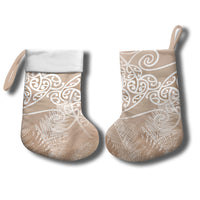 Aotearoa Maori Koru Curves Christmas Stocking Silver Ferns - Mocha LT7 - Polynesian Pride