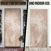 Aotearoa Maori Koru Curves Door Cover Silver Ferns - Mocha