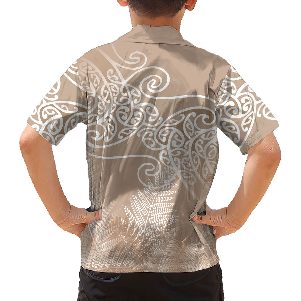 Aotearoa Maori Koru Curves Family Matching Mermaid Dress and Hawaiian Shirt Silver Ferns - Mocha LT7 - Polynesian Pride