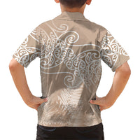 Aotearoa Maori Koru Curves Family Matching Mermaid Dress and Hawaiian Shirt Silver Ferns - Mocha LT7 - Polynesian Pride