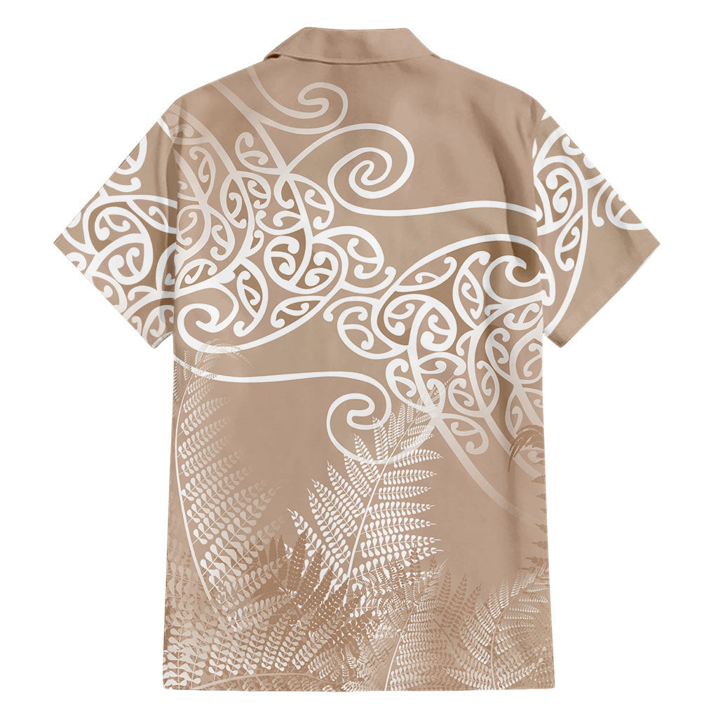 Aotearoa Maori Koru Curves Family Matching Mermaid Dress and Hawaiian Shirt Silver Ferns - Mocha LT7 - Polynesian Pride
