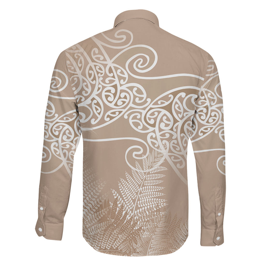 Aotearoa Maori Koru Curves Family Matching Mermaid Dress and Hawaiian Shirt Silver Ferns - Mocha LT7 - Polynesian Pride