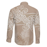 Aotearoa Maori Koru Curves Family Matching Mermaid Dress and Hawaiian Shirt Silver Ferns - Mocha LT7 - Polynesian Pride