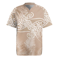 Aotearoa Maori Koru Curves Rugby Jersey Silver Ferns - Mocha