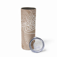 Aotearoa Maori Koru Curves Skinny Tumbler Silver Ferns - Mocha