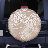 Aotearoa Maori Koru Curves Spare Tire Cover Silver Ferns - Mocha