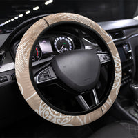 Aotearoa Maori Koru Curves Steering Wheel Cover Silver Ferns - Mocha