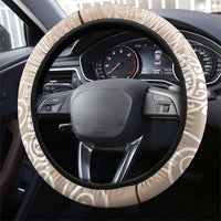 Aotearoa Maori Koru Curves Steering Wheel Cover Silver Ferns - Mocha