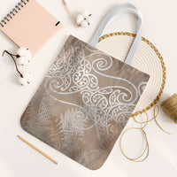 Aotearoa Maori Koru Curves Tote Bag Silver Ferns - Mocha