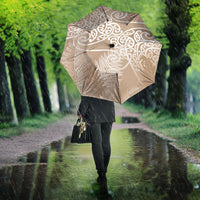 Aotearoa Maori Koru Curves Umbrella Silver Ferns - Mocha