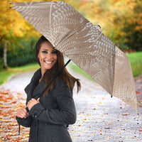 Aotearoa Maori Koru Curves Umbrella Silver Ferns - Mocha