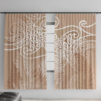 Aotearoa Maori Koru Curves Window Curtain Silver Ferns - Mocha