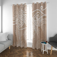 Aotearoa Maori Koru Curves Window Curtain Silver Ferns - Mocha
