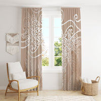 Aotearoa Maori Koru Curves Window Curtain Silver Ferns - Mocha