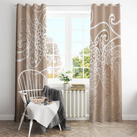 Aotearoa Maori Koru Curves Window Curtain Silver Ferns - Mocha