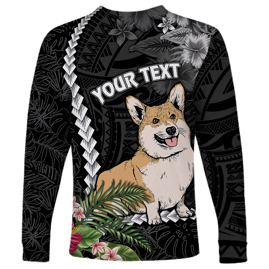 Personalised Polynesian Dog Long Sleeve Shirt Corgi Mix Tropical Flowers LT7 - Polynesian Pride
