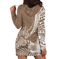 Personalised Polynesian Pacific Bulldog Hoodie Dress With Brown Hawaii Tribal Tattoo Patterns LT7 - Polynesian Pride
