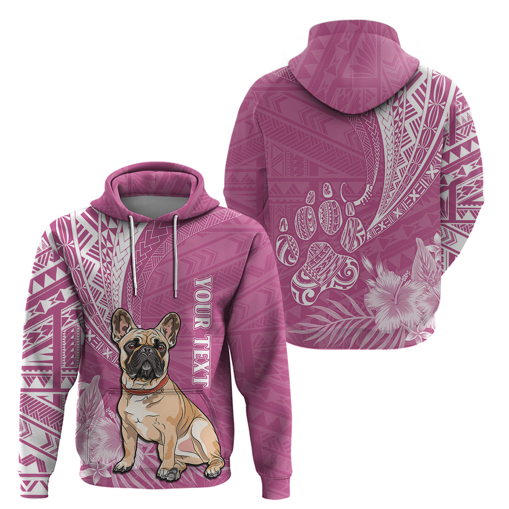 Custom Polynesian Pacific Bulldog Hoodie With Pink Hawaii Tribal Tattoo Patterns LT7 - Polynesian Pride