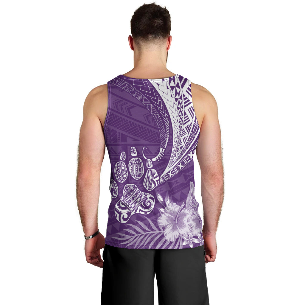 Personalised Polynesian Pacific Bulldog Men Tank Top With Violet Hawaii Tribal Tattoo Patterns LT7 - Polynesian Pride