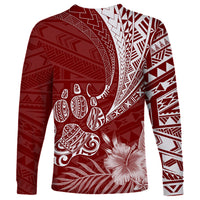 Personalised Polynesian Pacific Bulldog Long Sleeve Shirt With Red Hawaii Tribal Tattoo Patterns LT7 - Polynesian Pride