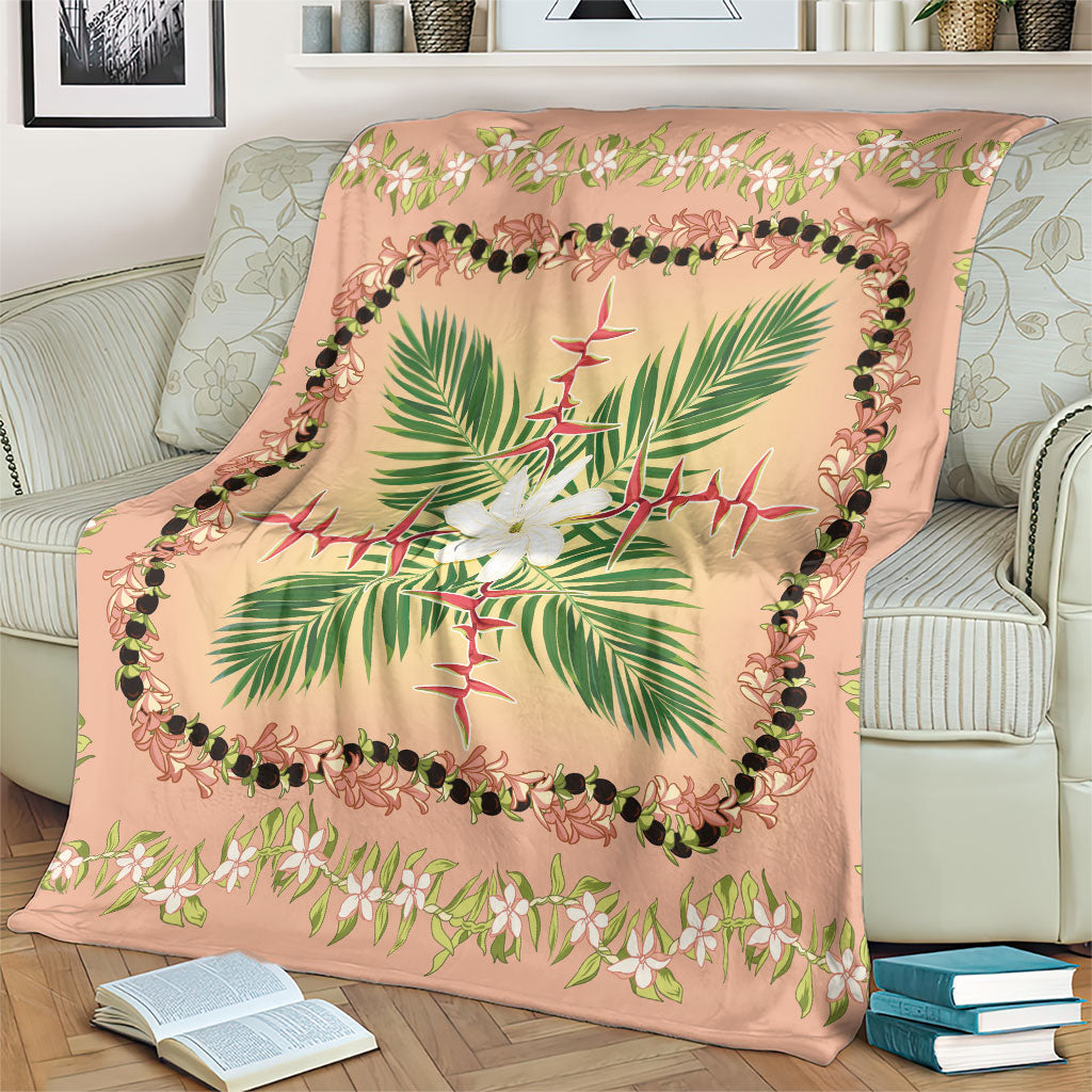 Hawaii Quilt Inspired Collection Aloha Flowers Blanket Maile - Kukui Nut Lei LT7 - Polynesian Pride
