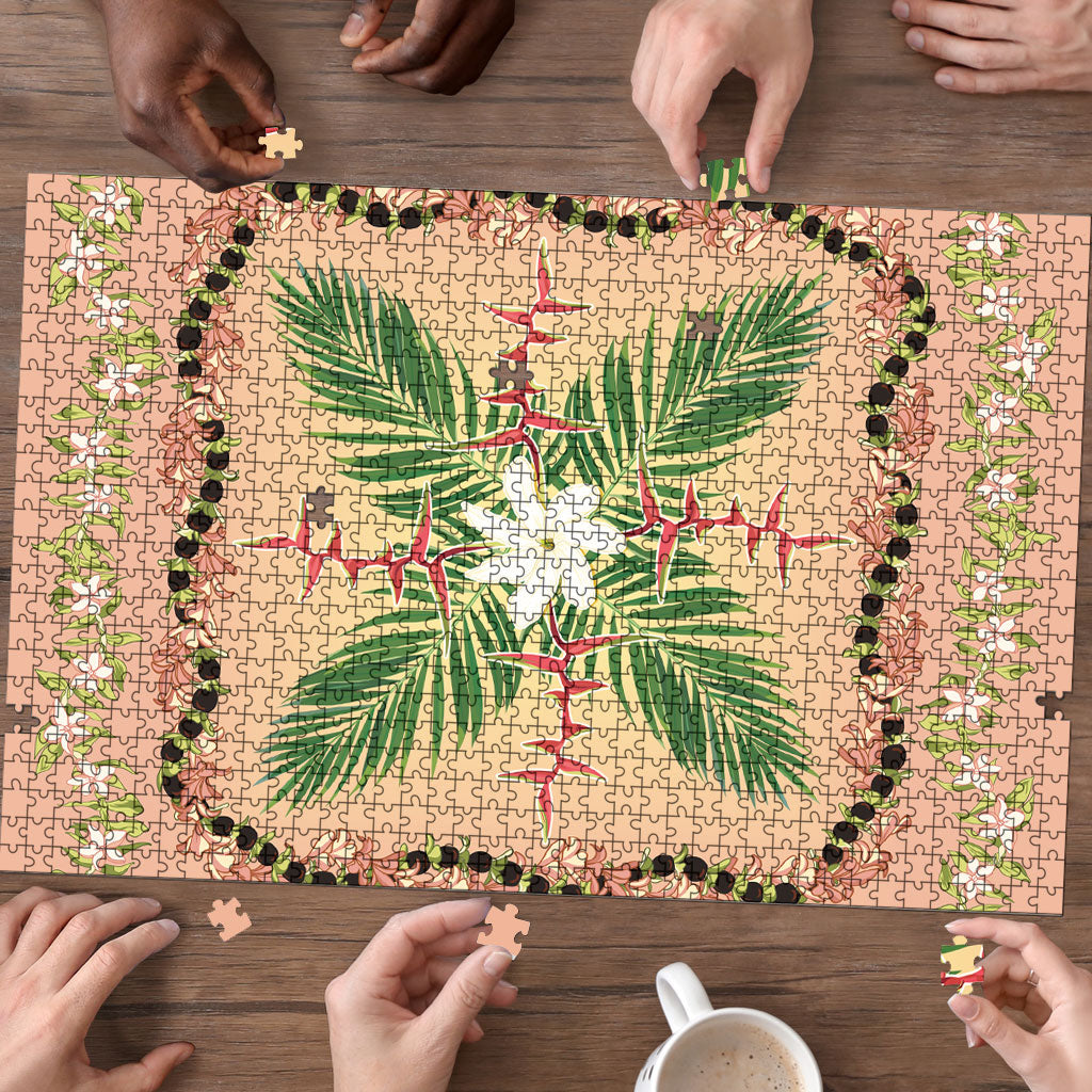 Hawaii Quilt Inspired Collection Aloha Flowers Puzzle Maile - Kukui Nut Lei LT7 - Polynesian Pride