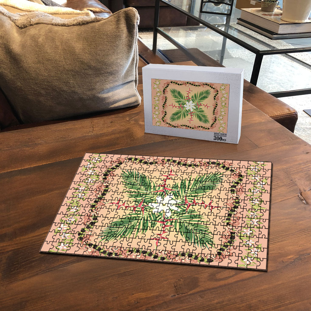 Hawaii Quilt Inspired Collection Aloha Flowers Puzzle Maile - Kukui Nut Lei LT7 - Polynesian Pride