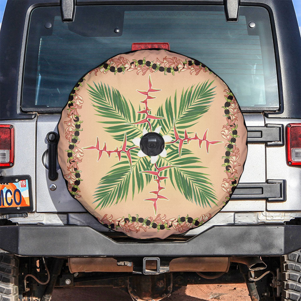 Hawaii Quilt Inspired Collection Aloha Flowers Spare Tire Cover Maile - Kukui Nut Lei LT7 Coral Pink - Polynesian Pride