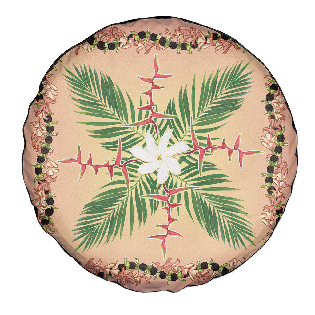 Hawaii Quilt Inspired Collection Aloha Flowers Spare Tire Cover Maile - Kukui Nut Lei LT7 - Polynesian Pride