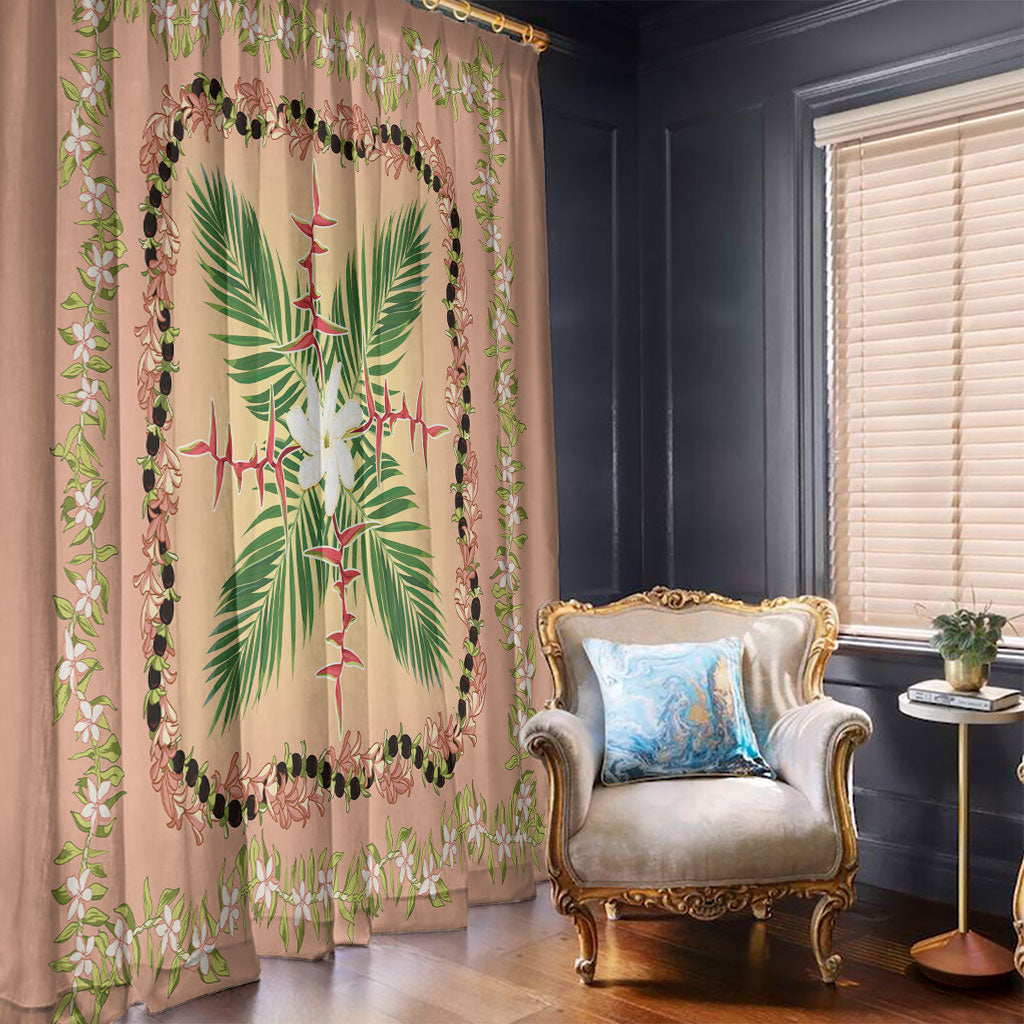 Hawaii Quilt Inspired Collection Aloha Flowers Window Curtain Maile - Kukui Nut Lei LT7 - Polynesian Pride
