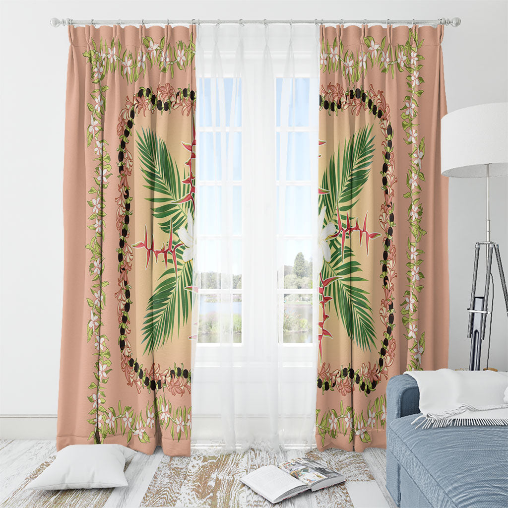 Hawaii Quilt Inspired Collection Aloha Flowers Window Curtain Maile - Kukui Nut Lei LT7 - Polynesian Pride