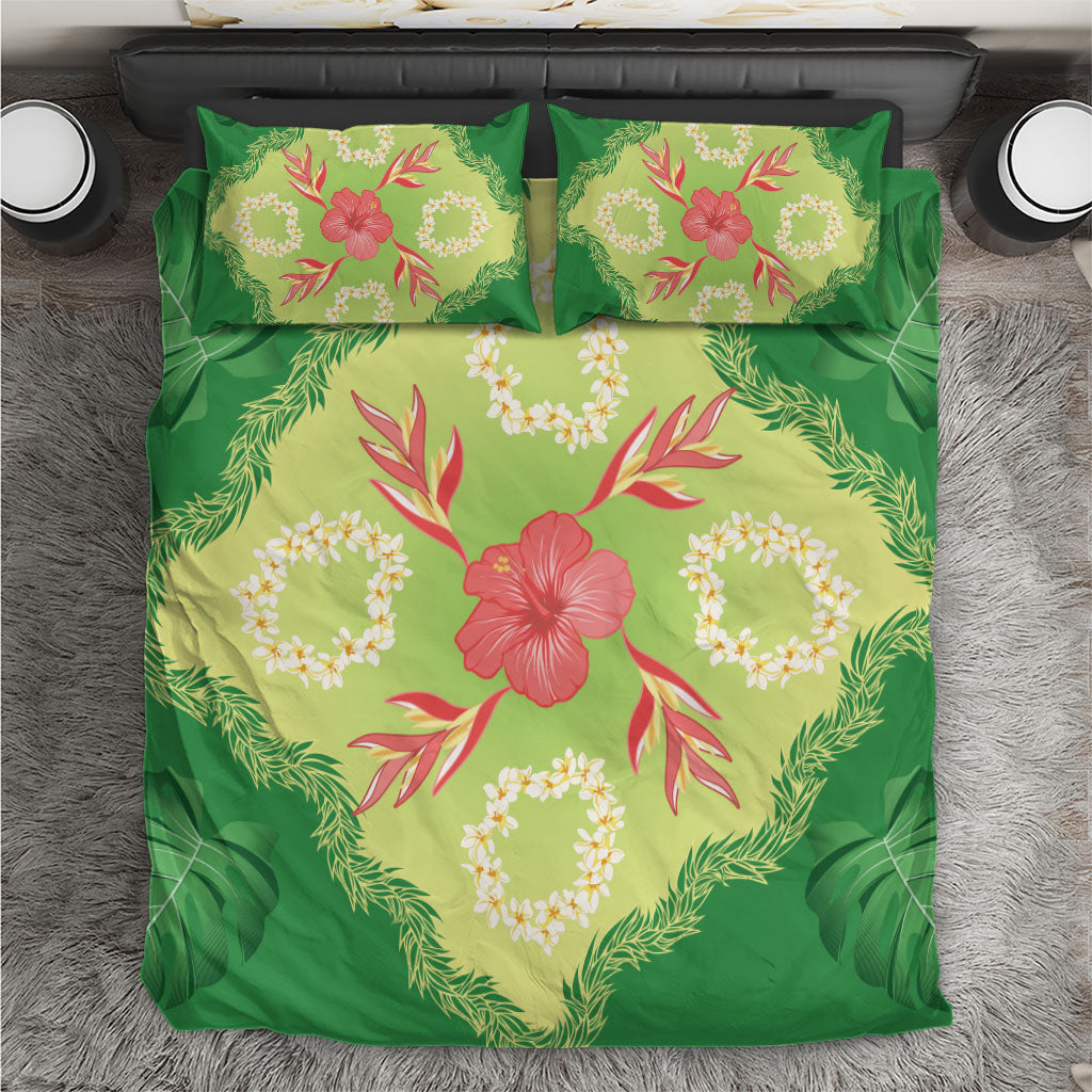 Hawaii Quilt Inspired Collection Aloha Flowers Bedding Set Plumeria - Ti Leaf Lei