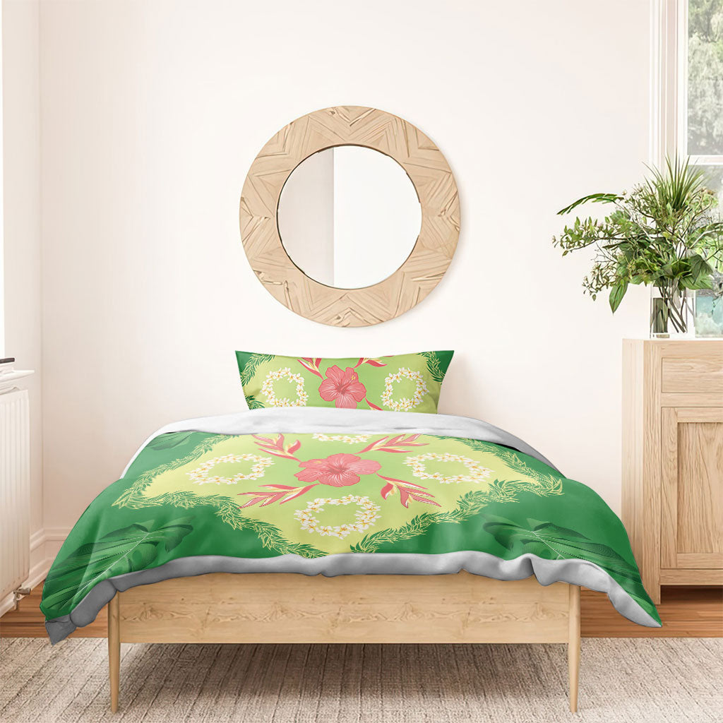 Hawaii Quilt Inspired Collection Aloha Flowers Bedding Set Plumeria - Ti Leaf Lei