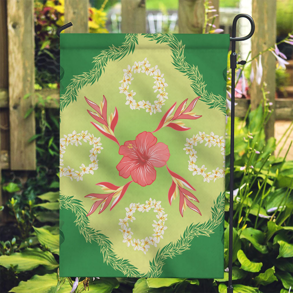 Hawaii Quilt Inspired Collection Aloha Flowers Garden Flag Plumeria - Ti Leaf Lei